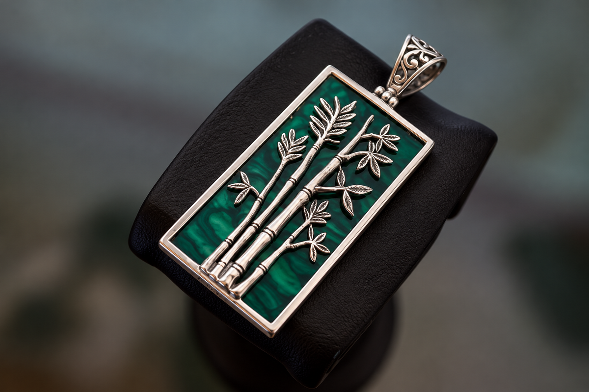 Bamboo Forest Green Shell Pendant