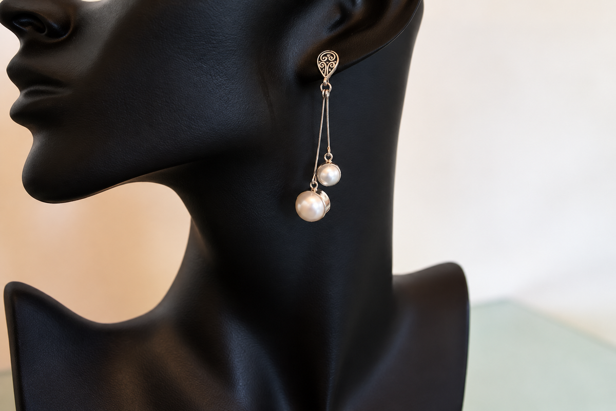 Twin Pearl Linear Drop Earrings