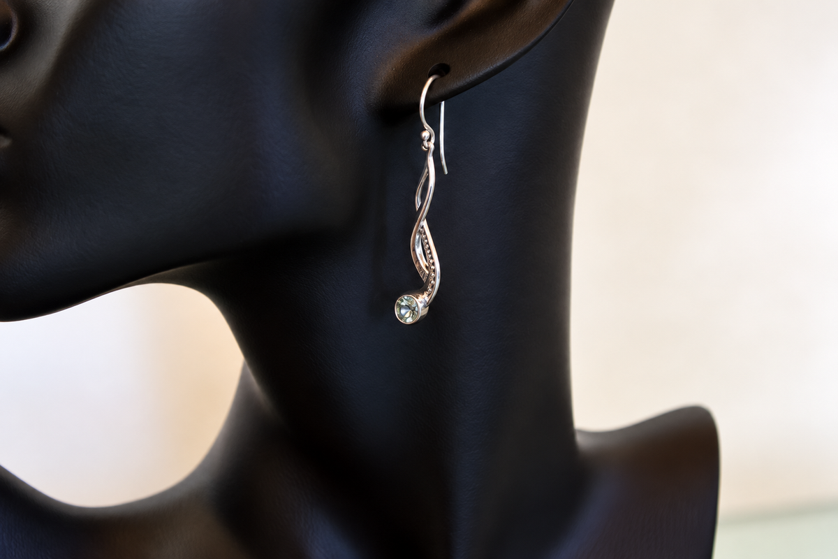 Wave Sky Blue Topaz Drop Earrings