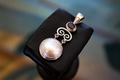 Garnet & Pearl Scroll Pendant