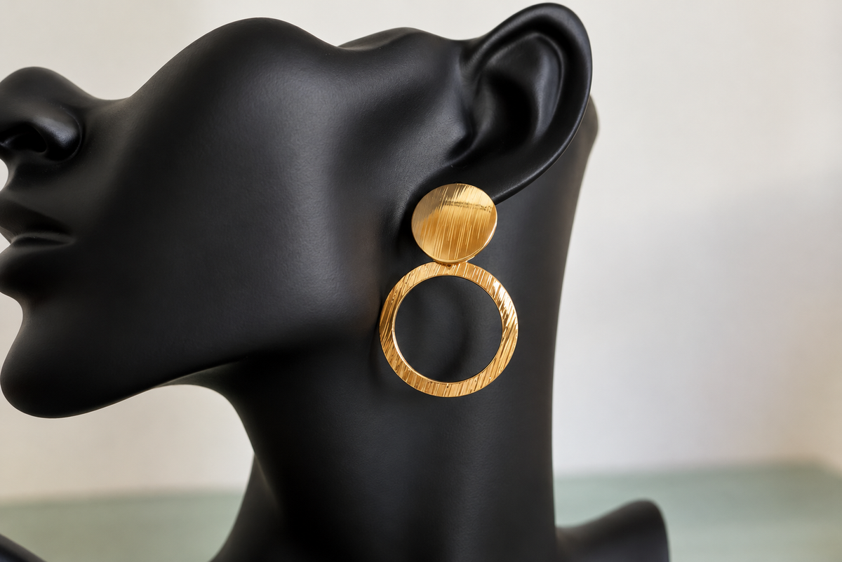 Bubble Statement Stud Earrings – Gold Tone