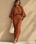 Imaan Lifestyle Linen Draped Top & Skirt (100% Linen)