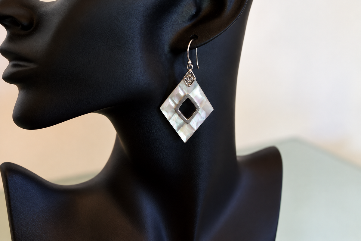 The Nesta Diamond Mother-of-Pearl Drop Earrings