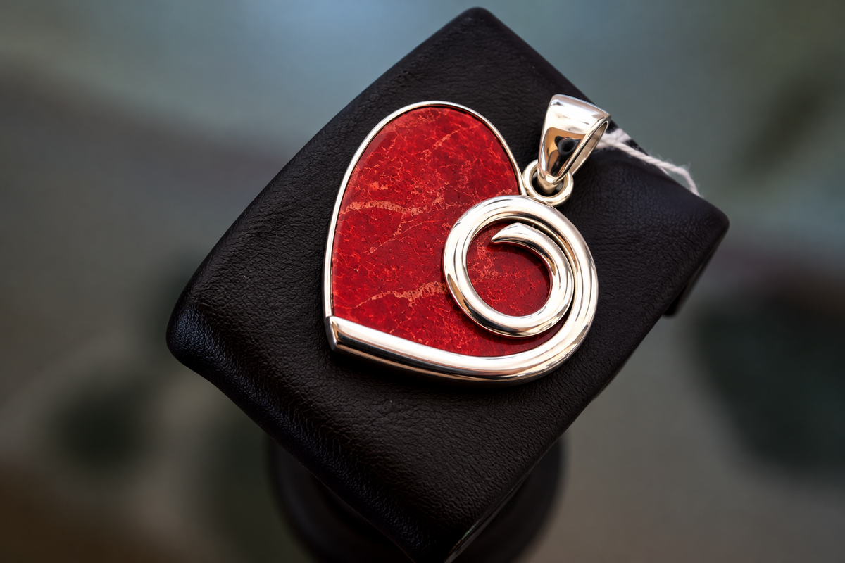 Love Swirl Red Coral Pendant