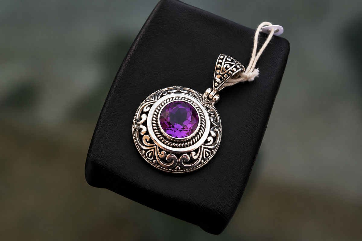 Circular Amethyst Medallion Pendant