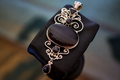 Ornate Black Sea Shell Filigree Pendant