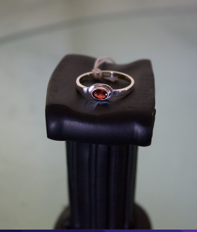 Deep Red Oval Garnet Bezel Ring