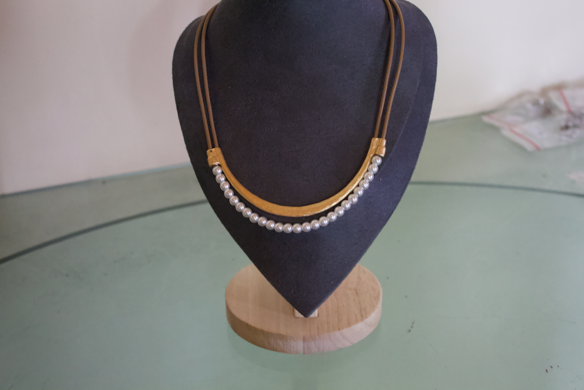 Couture Pearl & Leather Necklace