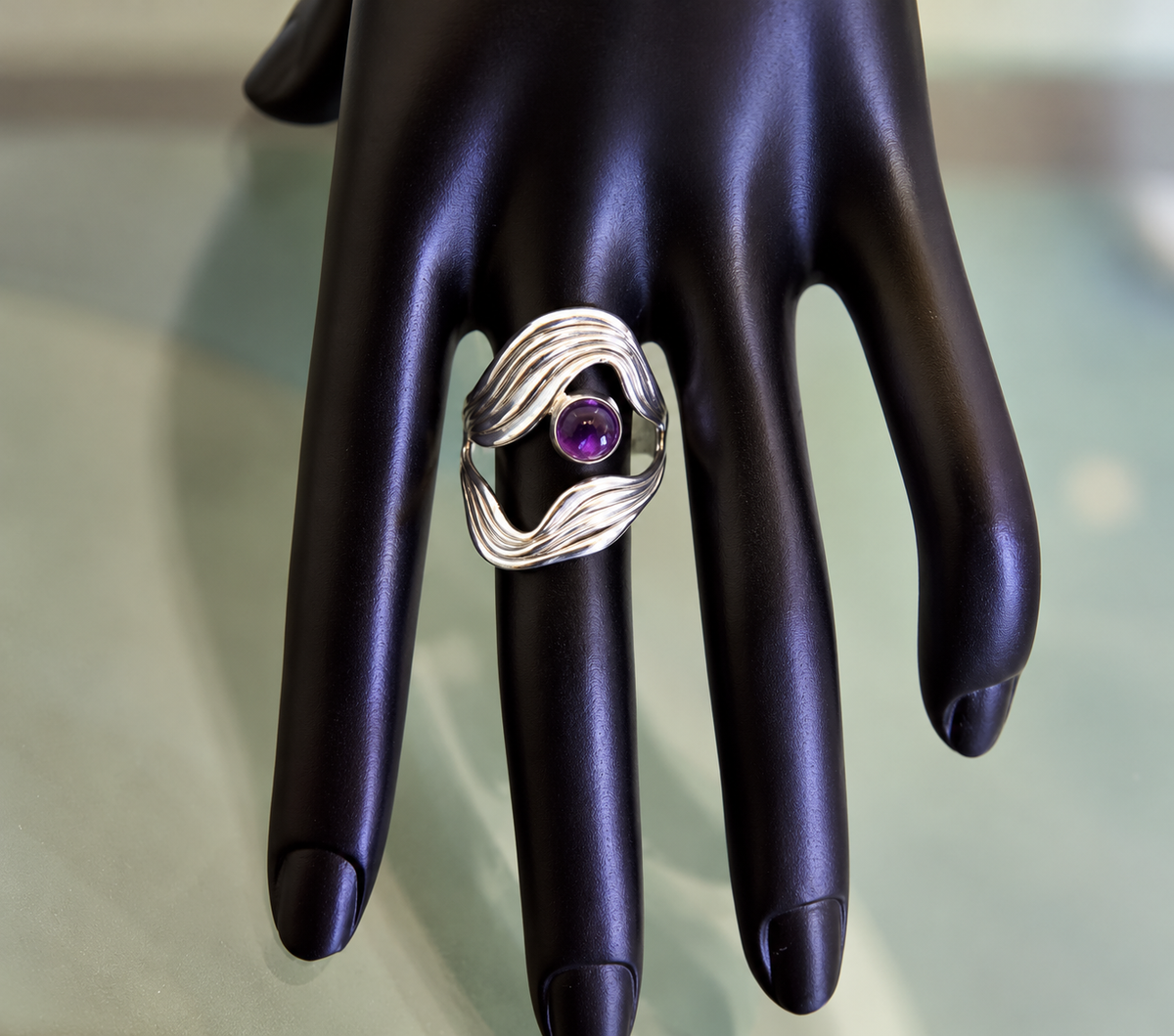 The Uluwatu Wave Amethyst Bypass Ring