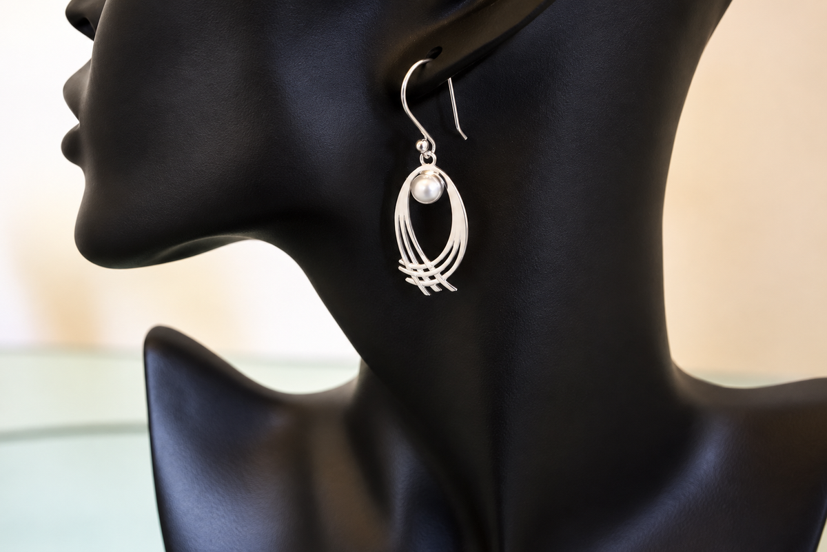 The Orbit Freshwater Pearl Drop Earrings