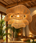 Sculptural Rattan Hanging Lamp